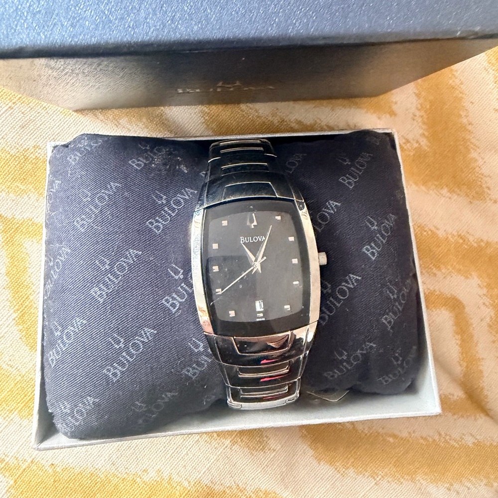 Bulova Sleek Black and Silver Timepiece